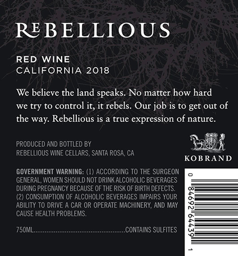 Red Wine 2018 Back Label