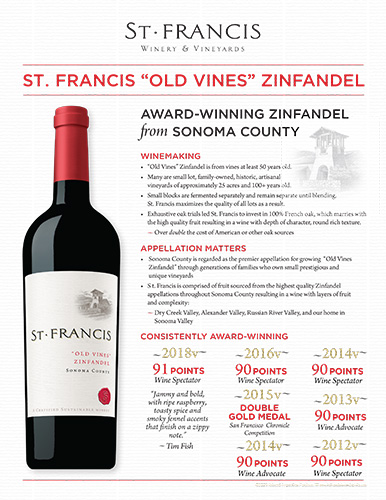 Sonoma County “Old Vines” Zinfandel Sell Sheet