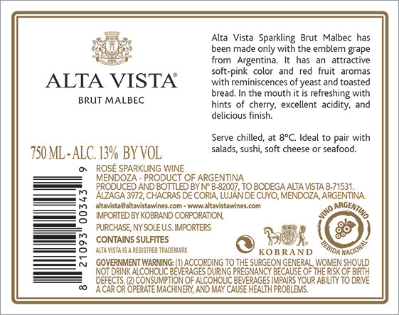 Brut Rosé of Malbec Back Label