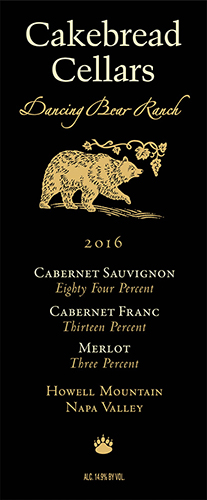 Dancing Bear Ranch 2016 Front Label