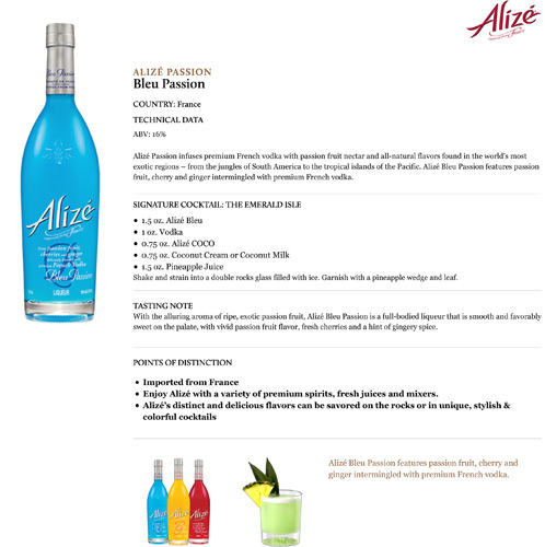 Alizé Bleu Passion Fact Sheet