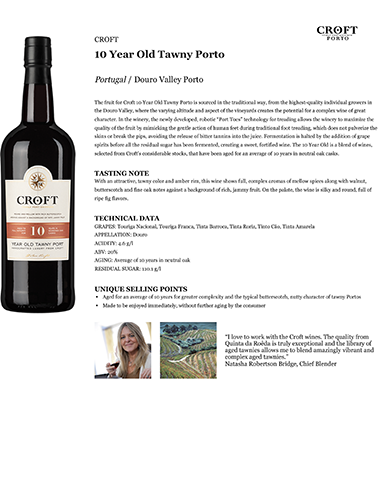 10 Year Old Tawny Porto Fact Sheet