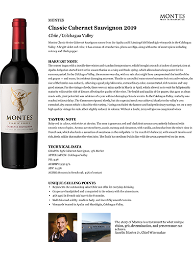 Classic Cabernet Sauvignon 2019 Fact Sheet