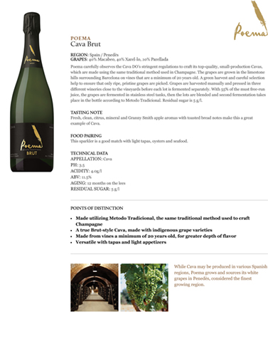 Cava Brut Fact Sheet