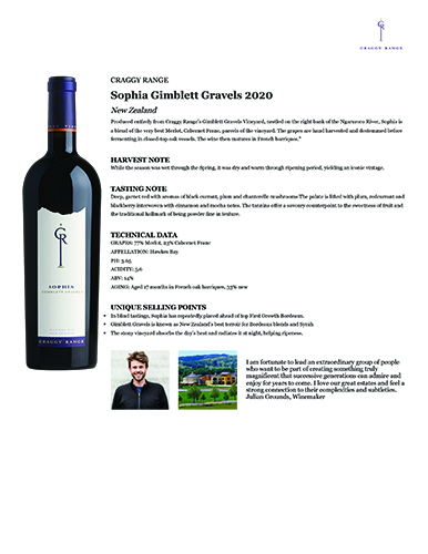 Sophia Gimblett Gravels Vineyard 2020 Fact Sheet