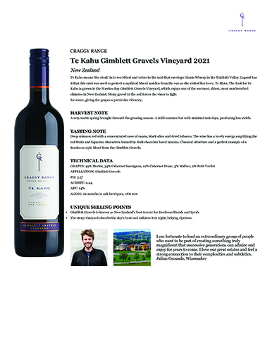 Te Kahu Gimblett Gravels Vineyard 2021 Fact Sheet