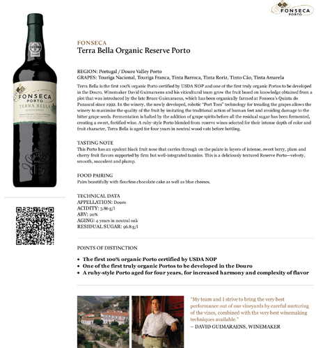 Terra Bella Organic Reserve Porto Fact Sheet