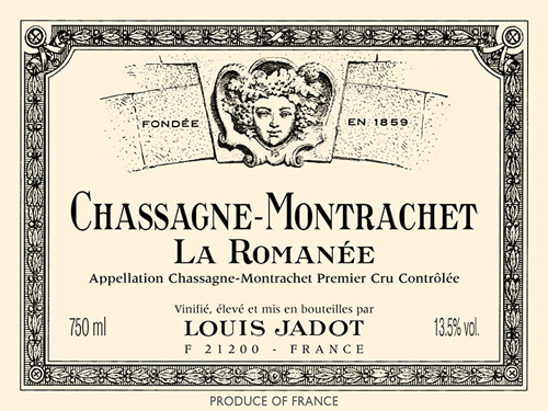 Chassagne-Montrachet La Romanée Premier Cru Front Label