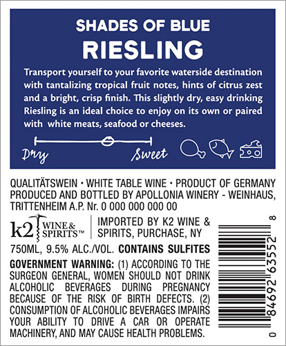 Shades of Blue Riesling Back Label