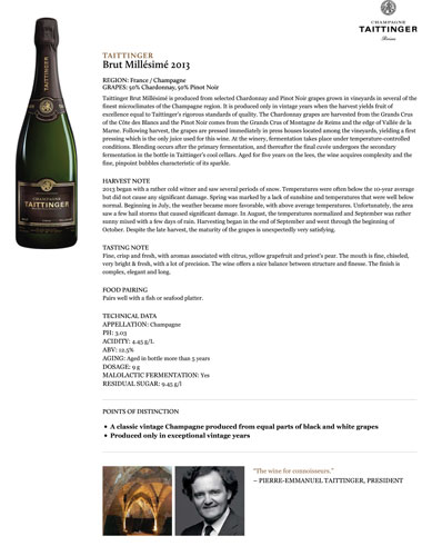 Brut Millésimé 2013 Fact Sheet