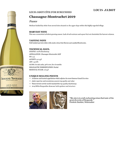 Chassagne-Montrachet 2019 Fact Sheet