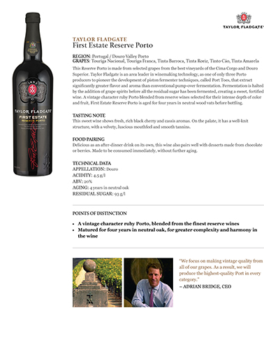 First Estate Reserve Porto Fact Sheet