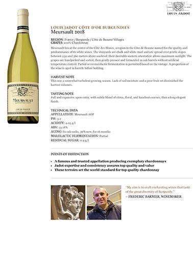 Meursault 2018 Fact Sheet