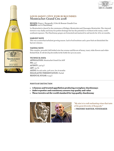 Montrachet Grand Cru 2018 Fact Sheet