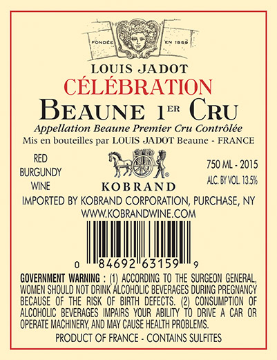 Beaune Premier Cru Celebration 2018 Back Label