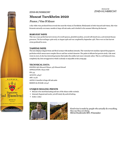 Muscat Turckheim 2020 Fact Sheet