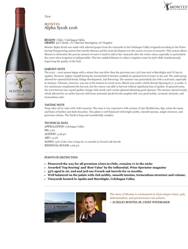 Alpha Syrah 2016 Fact Sheet