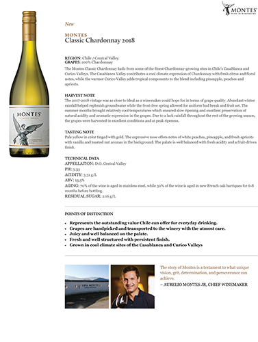 Classic Chardonnay 2018 Fact Sheet