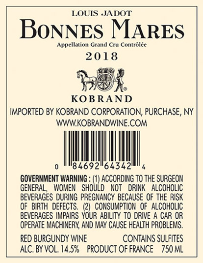 Bonnes Mares Grand Cru 2018 Back Label