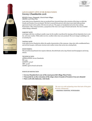 Gevrey-Chambertin 2016 Fact Sheet