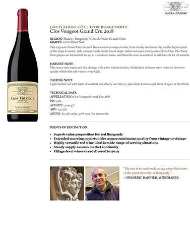 Clos Vougeot Grand Cru 2018 Fact Sheet