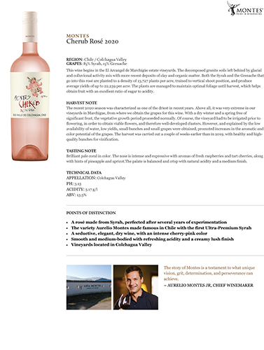 Cherub Rosé 2020 Fact Sheet