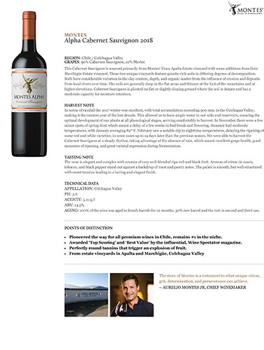 Alpha Cabernet Sauvignon 2018 Fact Sheet