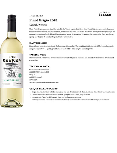 Pinot Grigio 2019 Fact Sheet