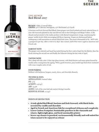 Red Blend 2017 Fact Sheet