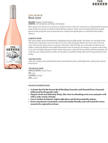 Rosé 2020 Fact Sheet