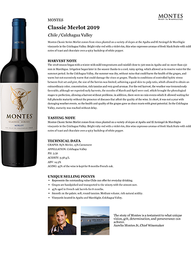 Classic Merlot 2019 Fact Sheet