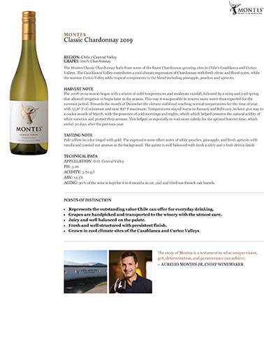 Classic Chardonnay 2019 Fact Sheet