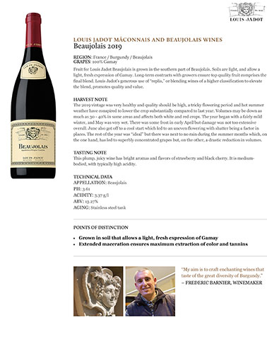 Beaujolais 2019 Fact Sheet