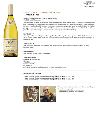 Meursault 2016 Fact Sheet