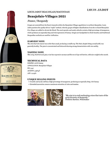 Beaujolais-Villages 2021 Fact Sheet