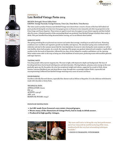 Late Bottled Vintage Porto 2014 Fact Sheet