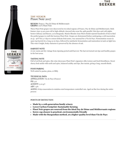 Pinot Noir 2017 Fact Sheet