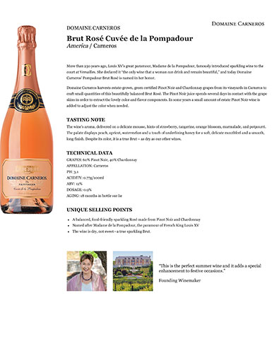 Brut Rosé Cuvée de la Pompadour Fact Sheet