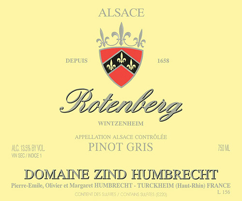 Pinot Gris Rotenberg – (Non-Vintage Specific Label)