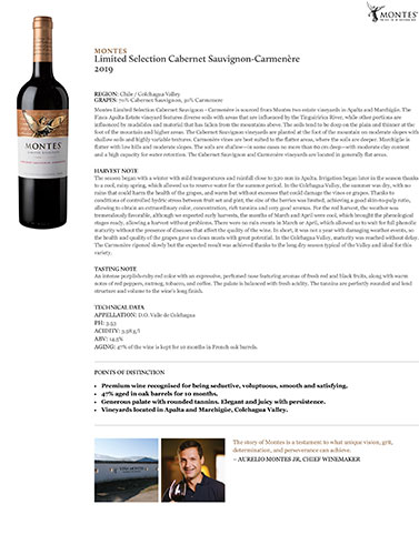 Limited Selection Cabernet Sauvignon-Carmenère 2019 Fact Sheet