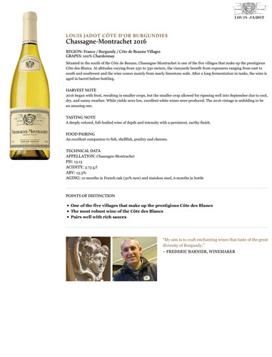 Chassagne-Montrachet 2016 Fact Sheet