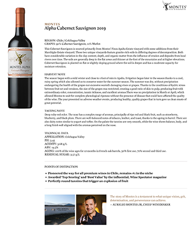 Alpha Cabernet Sauvignon 2019 Fact Sheet