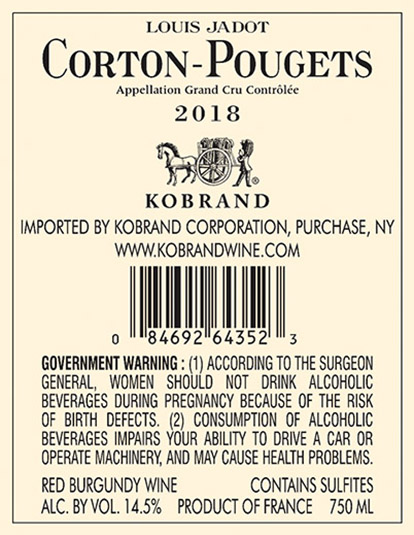 Corton-Pougets Grand Cru 2018 Back Label