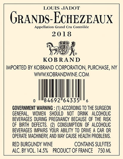 Grands-Echezeaux Grand Cru 2018 Back Label