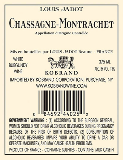 Chassagne-Montrachet Back Label