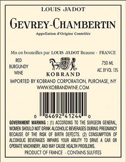 Gevrey-Chambertin Back Label