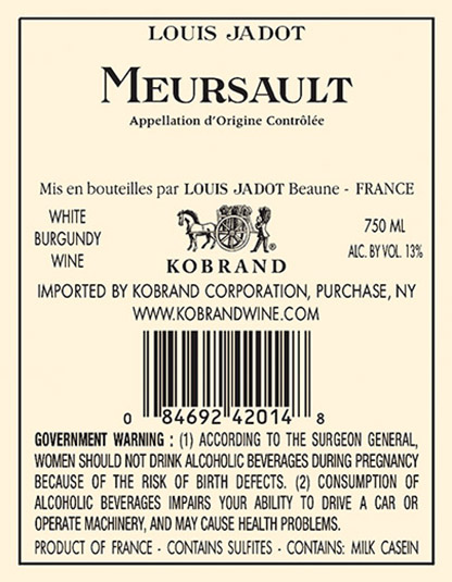 Meursault Back Label