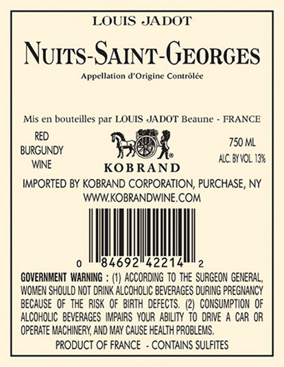 Nuits-Saint-Georges Back Label