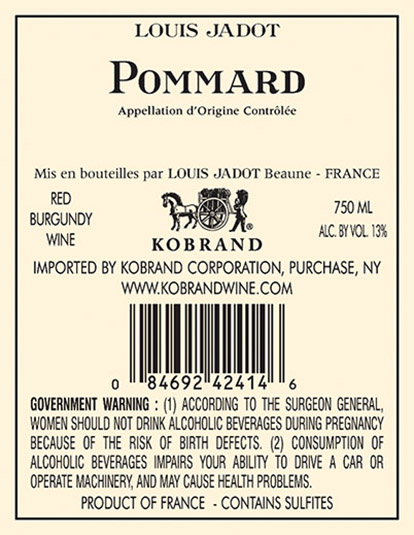 Pommard Back Label