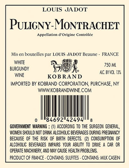 Puligny-Montrachet Back Label